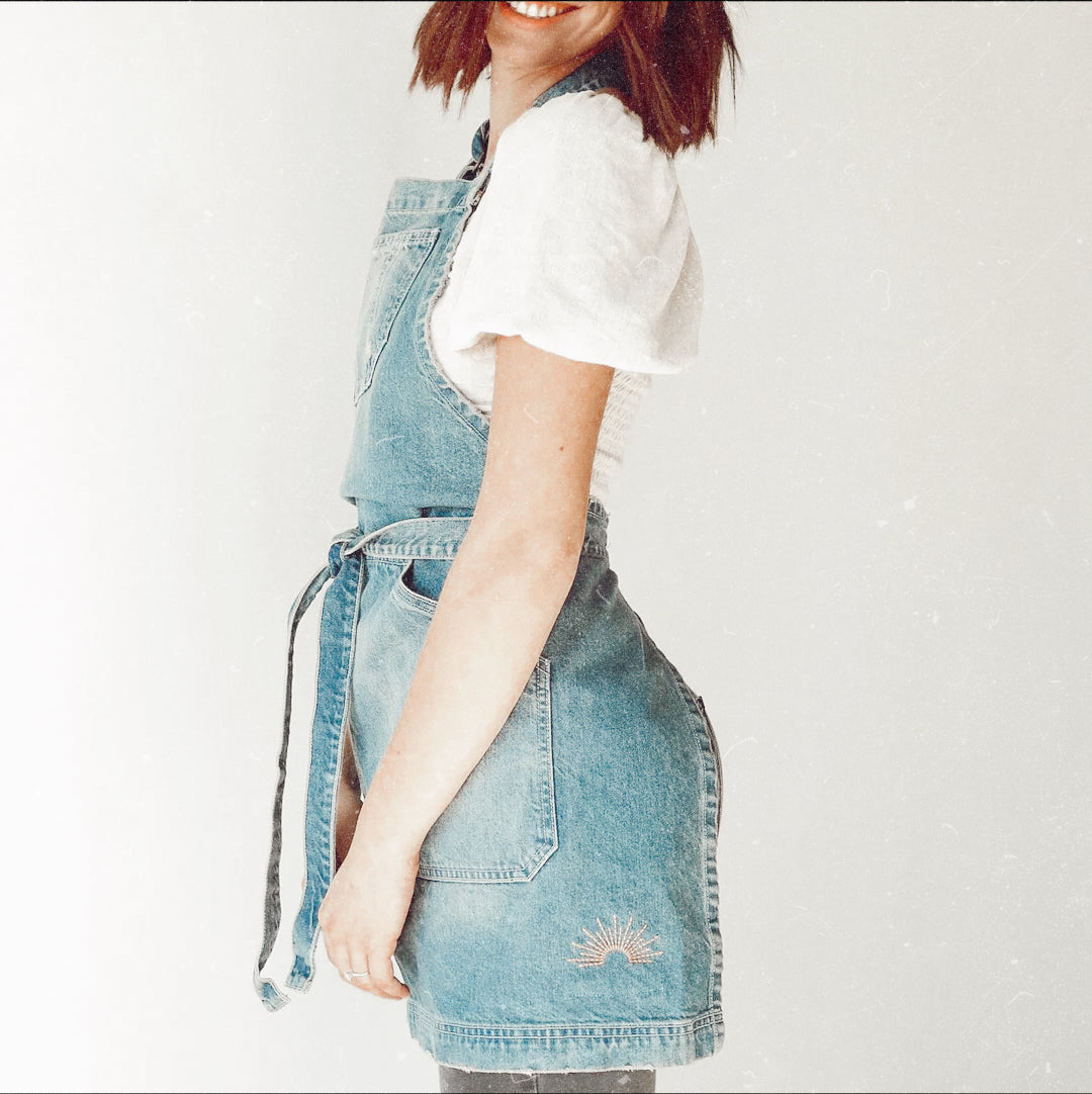schort keukenschort kitchen apron denim salon culture hairdresser